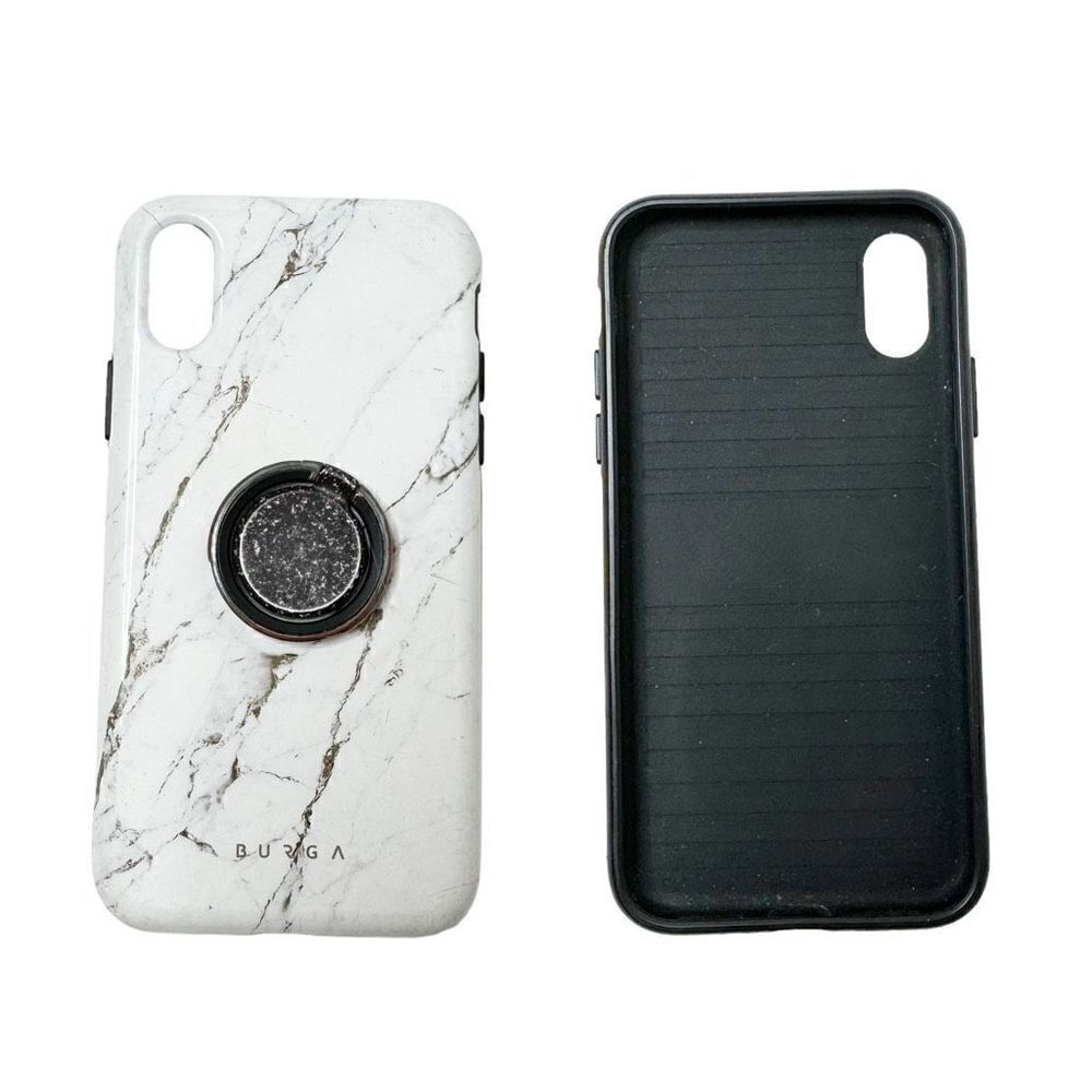 Burga Satin White - Marble iPhone X / XS Case & Marble Ring Holder Set Preowned